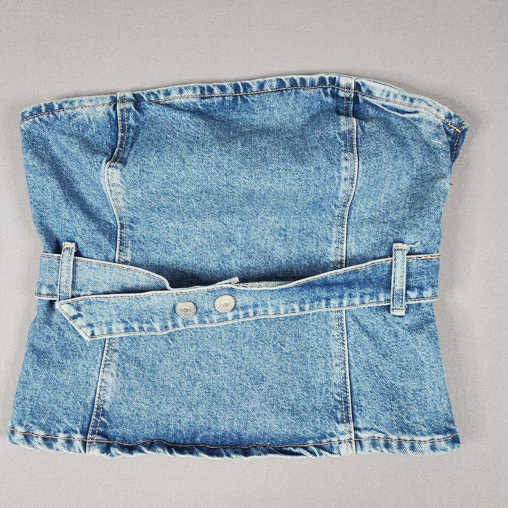 Zara size Medium Strapless corsetry denim tube top, side zipper concerts parties
